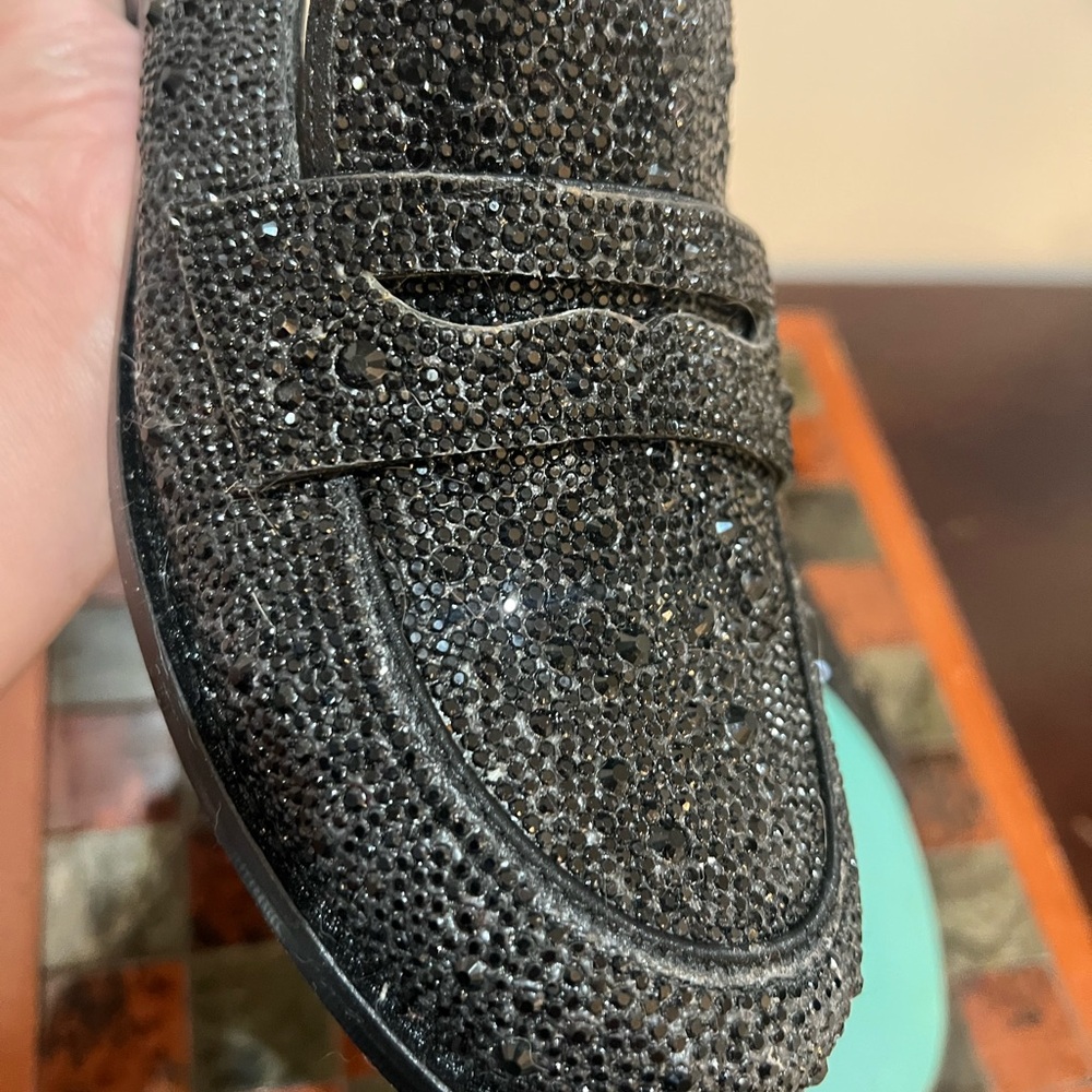 Betsey Johnson Aron Black Crystal-Embellished Loafers - Picture 3 of 9